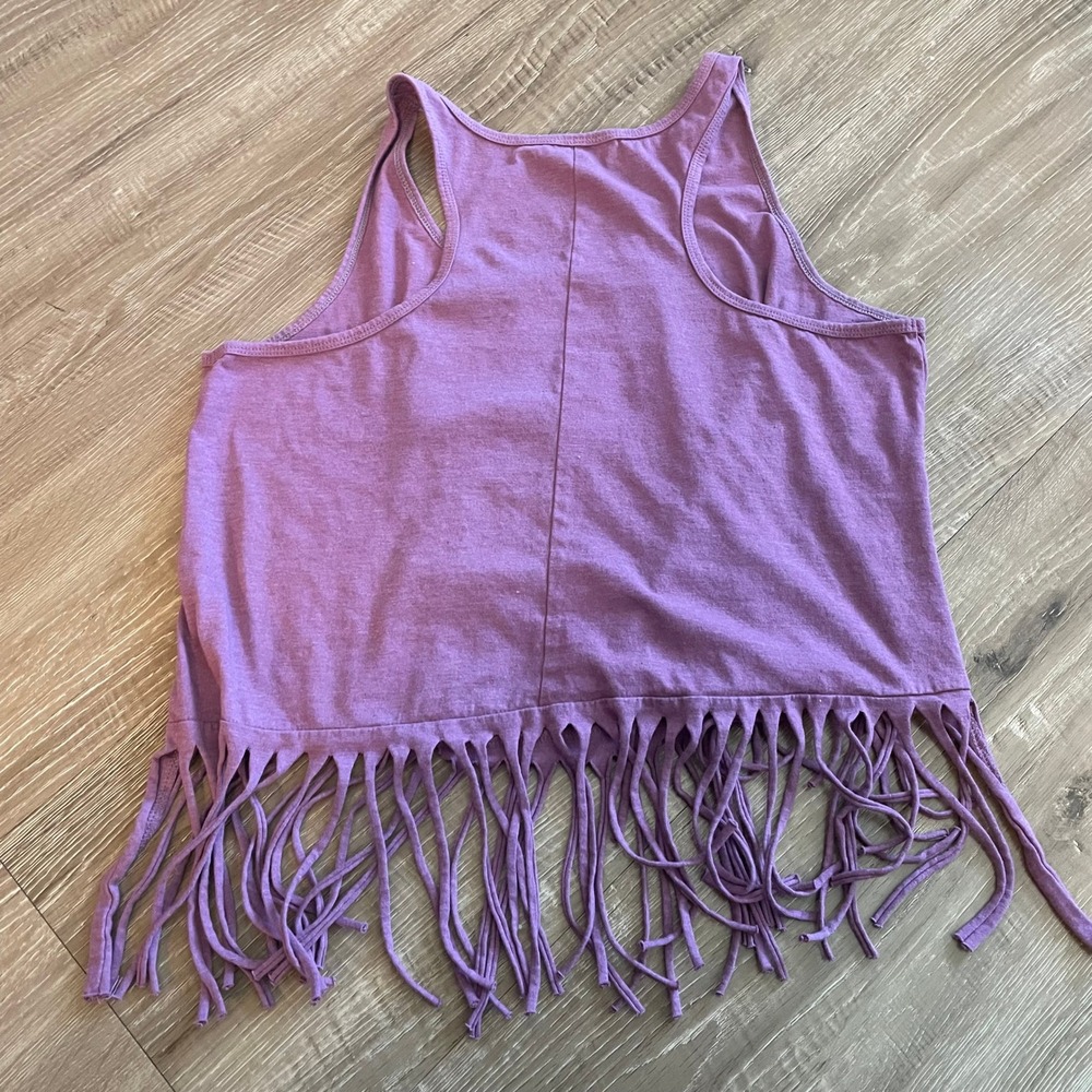 Marilyn Monroe Womens Tank Top XL Purple Cotton Blend Fringe Graphic Racerback - Picture 3 of 6